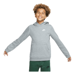 Nike Sportswear Club Big Kids' Pullover Hoodie CARBON HEATHER/WHITE