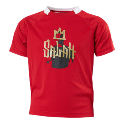 ADIDAS Boys Salah Aeroready Football T-Shirt Vivid Red / Gold Metallic
