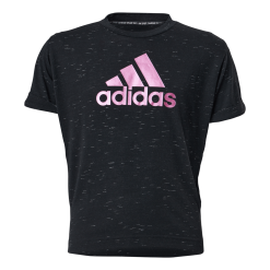 ADIDAS Girls Bos Tee Black Melange / Team Real Magenta