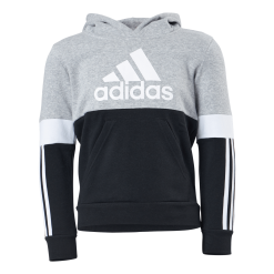 Adidas Boys Colorblock Hoodie Black / Medium Grey Heather / White