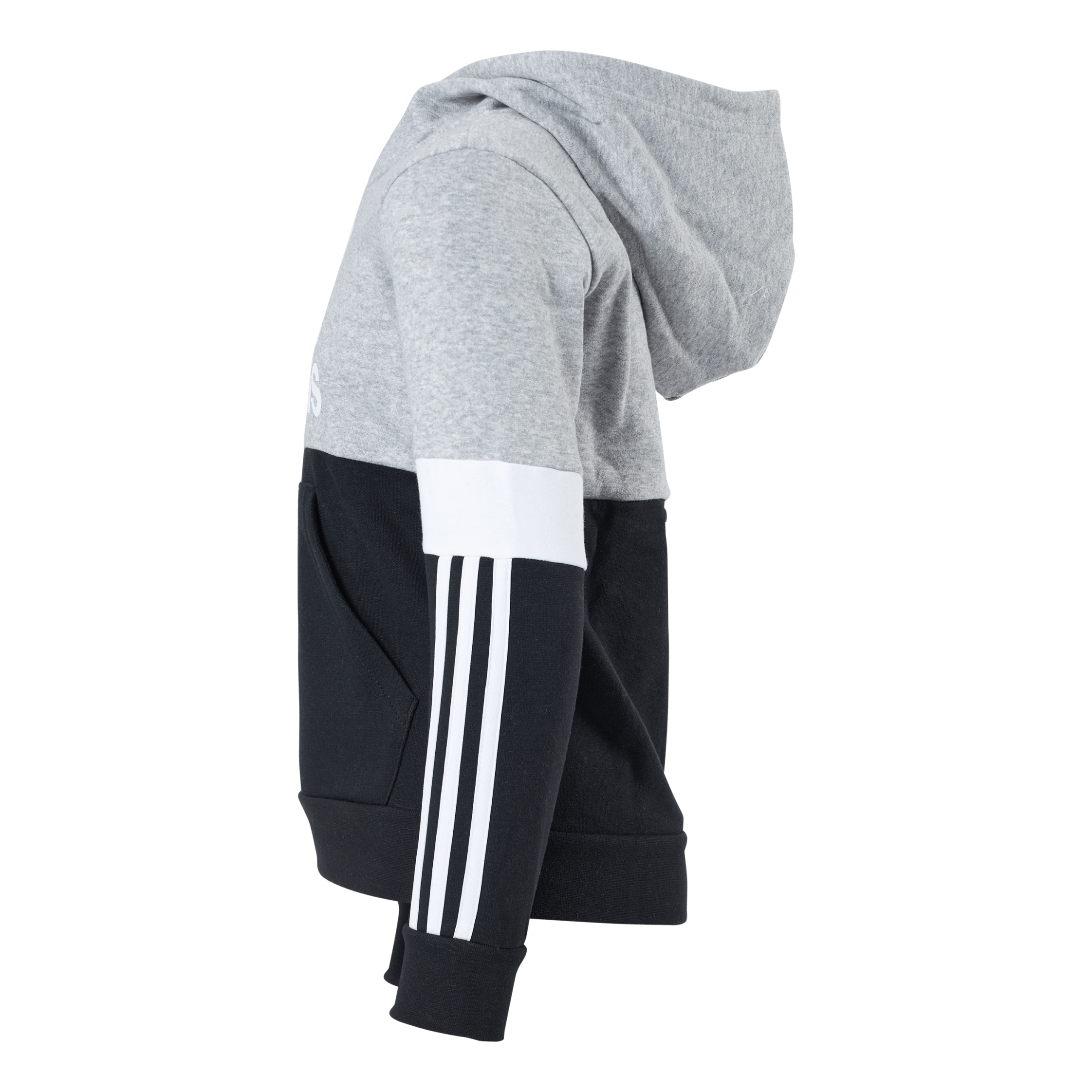 Adidas Boys Colorblock Hoodie Black / Medium Grey Heather / White - Image 2