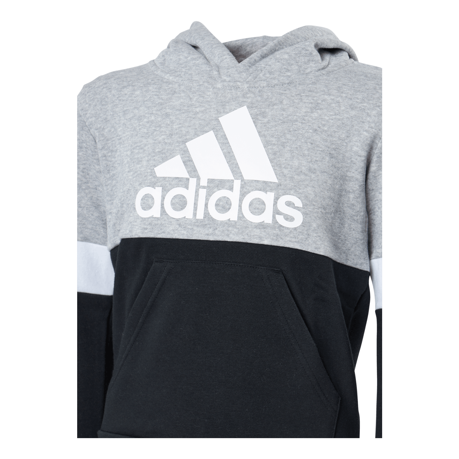 Adidas Boys Colorblock Hoodie Black / Medium Grey Heather / White - Image 4