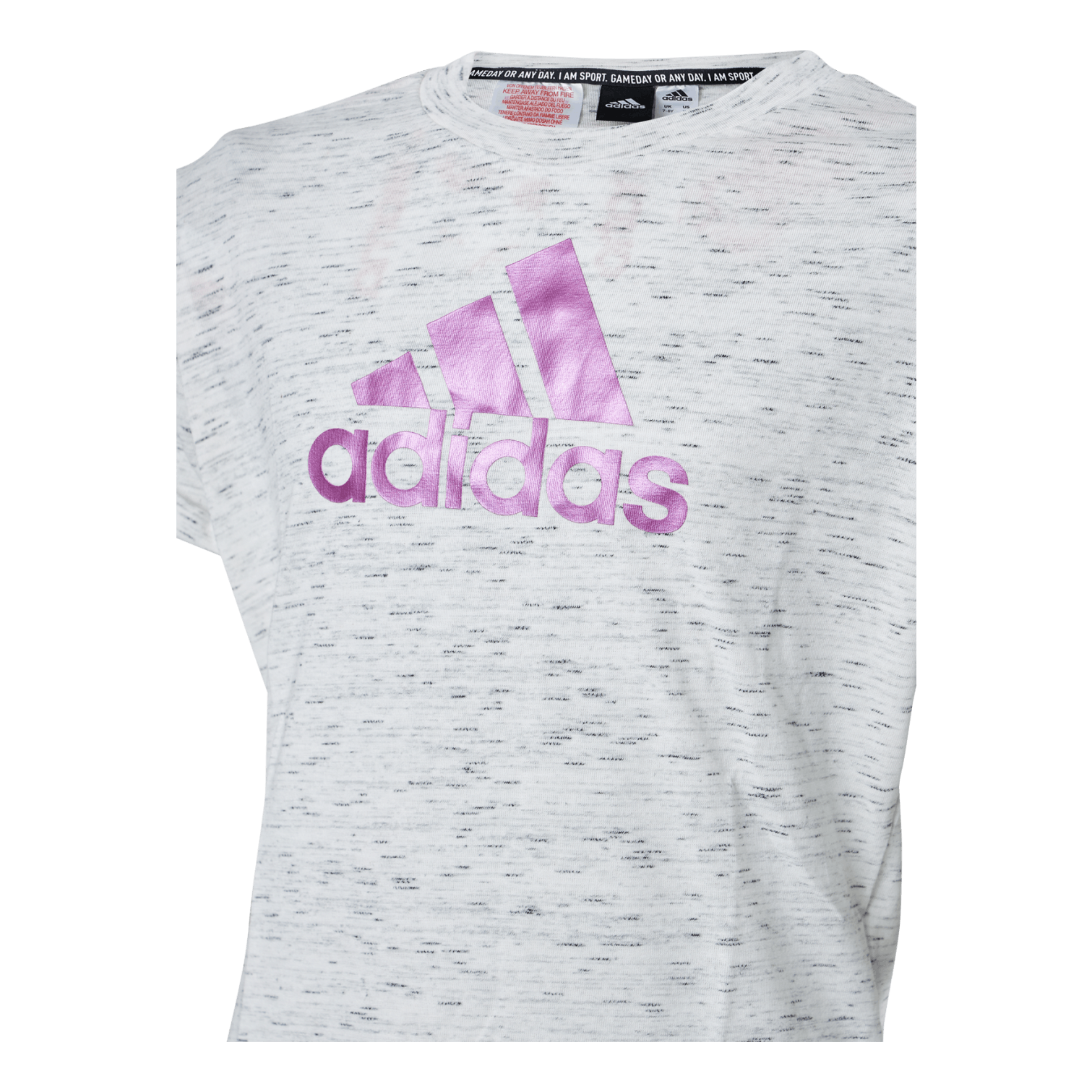 ADIDAS Girls Bos Tee White Melange / Sonic Fuchsia - Image 4