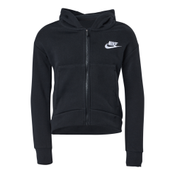 Nike Sportswear Club Fleece Big Kids' (Girls') Full-Zip Hoodie BLACK/WHITE